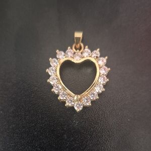 Elegant Gold Heart Pendant with Crystals